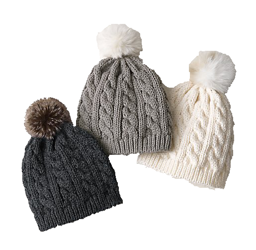 Cable knit luxe faux fur baby beanie