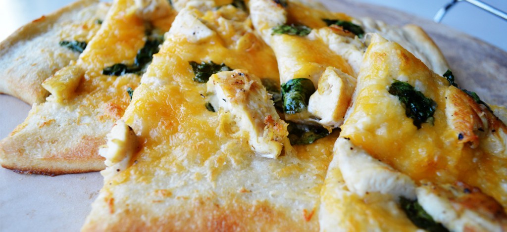 Chicken Spinach Garlic Alfredo Pizza