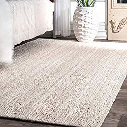 nuLOOM Rigo Hand Woven Jute Rug, 5′ x 8′, Off-white