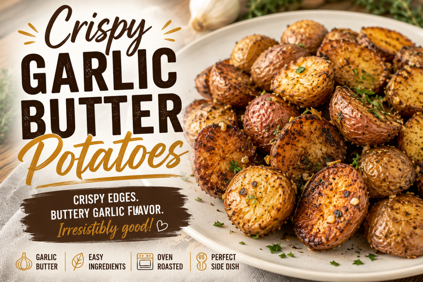 Crispy Garlic Butter Parmesan Potatoes