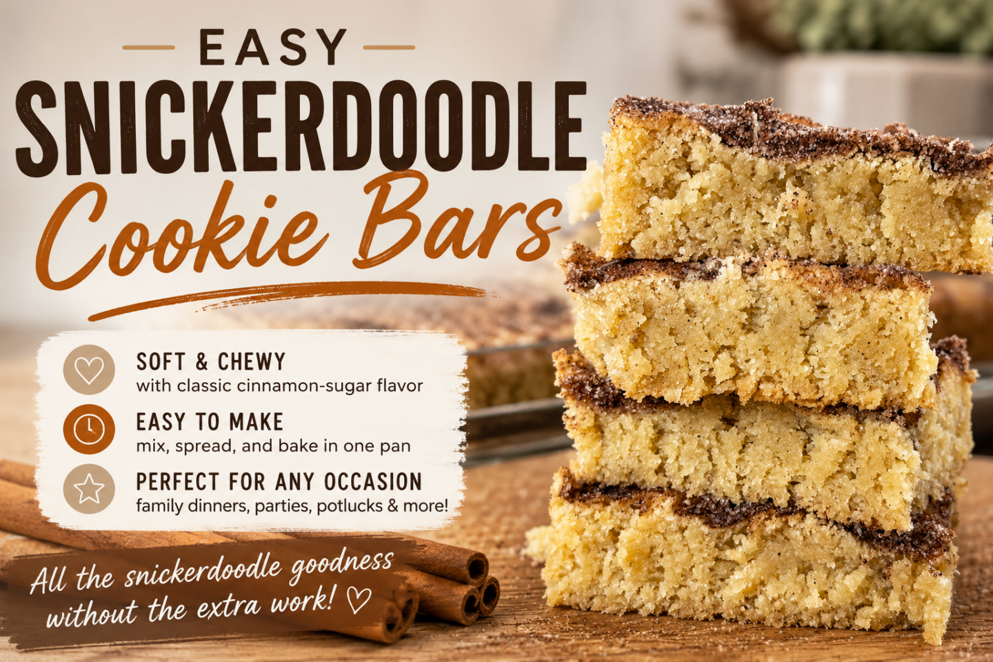 Easy Snickerdoodle Cookie Bars