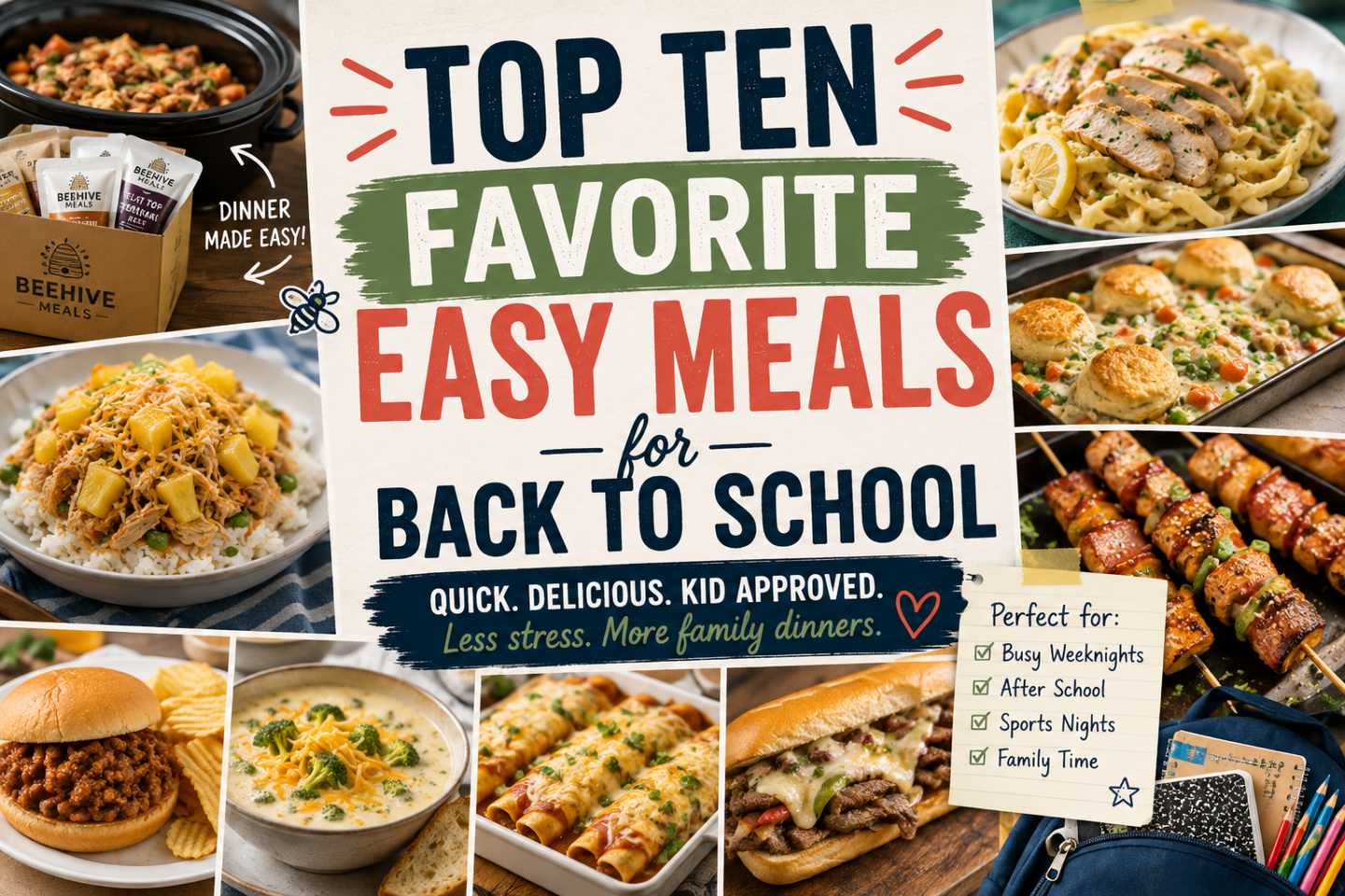 TOP TEN FAVORITE EASY MEALS FOR BACK TO SCHOOL
