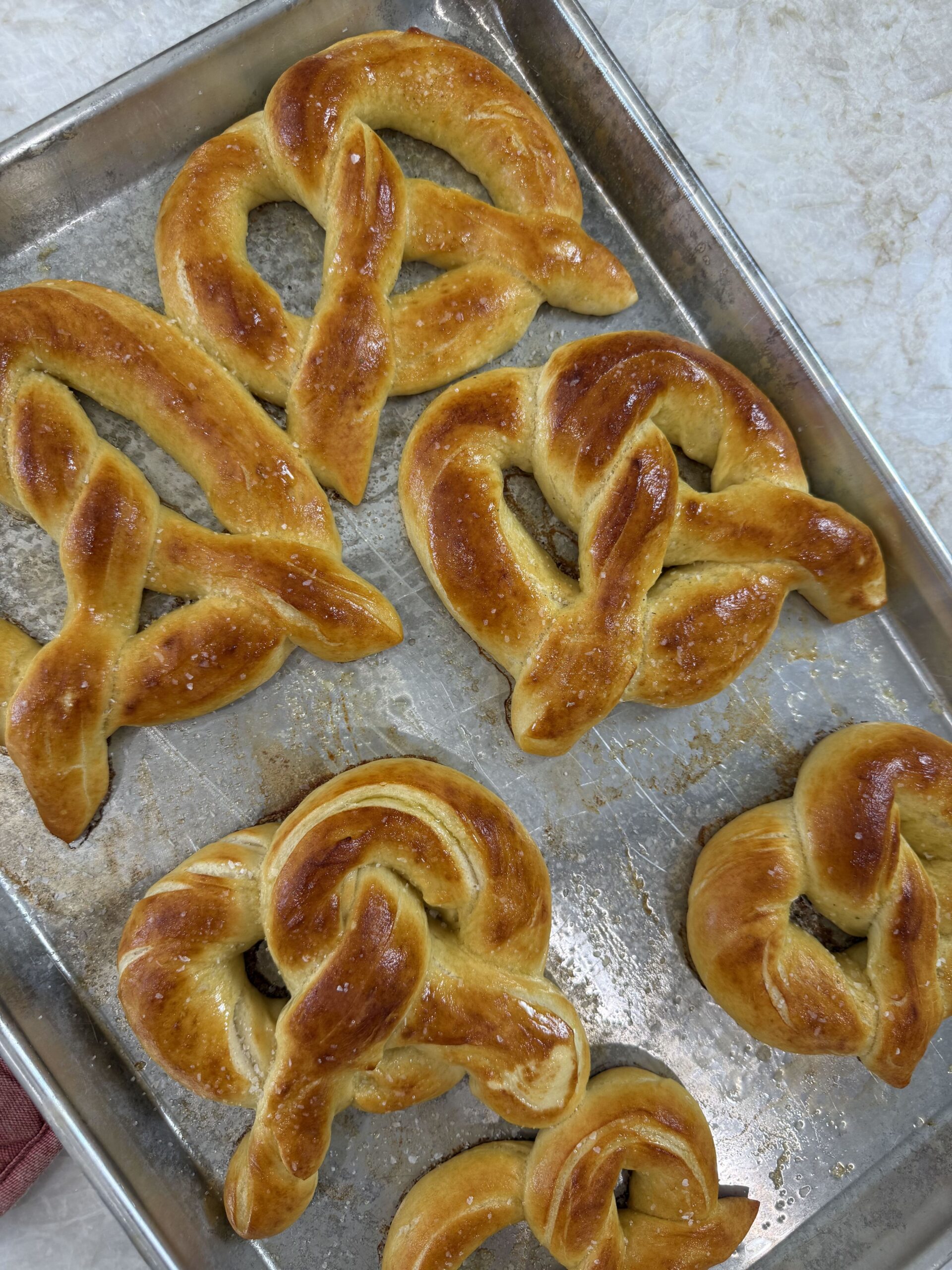 pretzels on a baking sheet